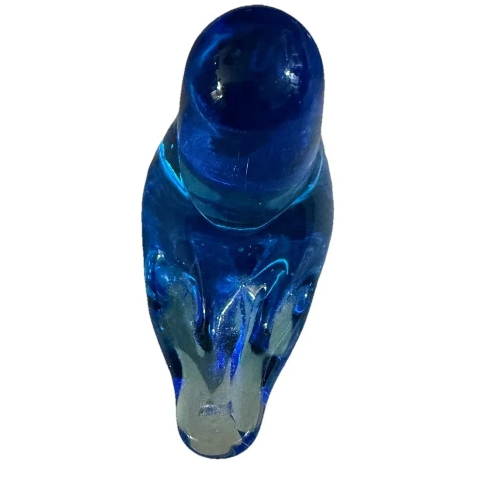 Vintage Signed Cobalt Blue Glass Bird Bluebird of Happiness 1993